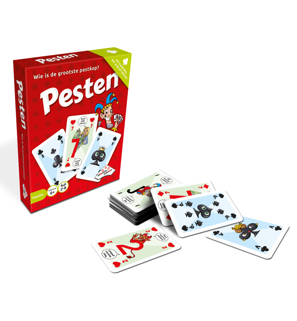 Pesten kaartspel spelonderdelen