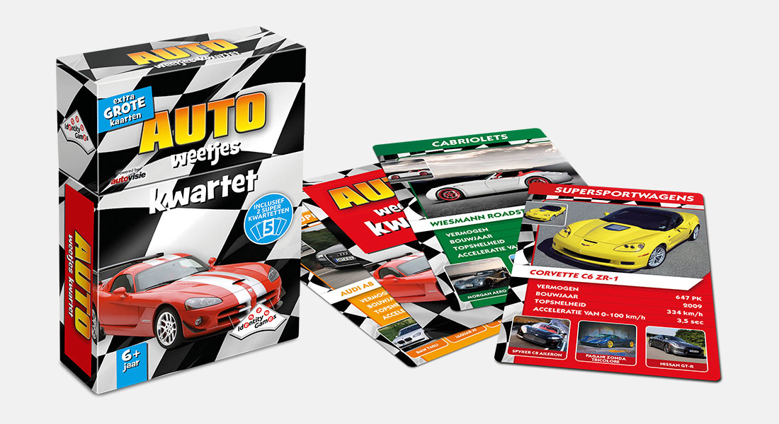 Auto Weetjes kwartet met speelkaarten