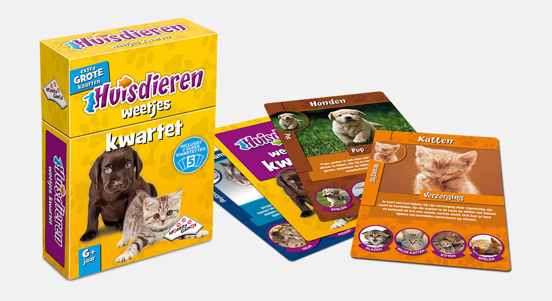 Huisdieren Weetjeskwartet met speelkaarten