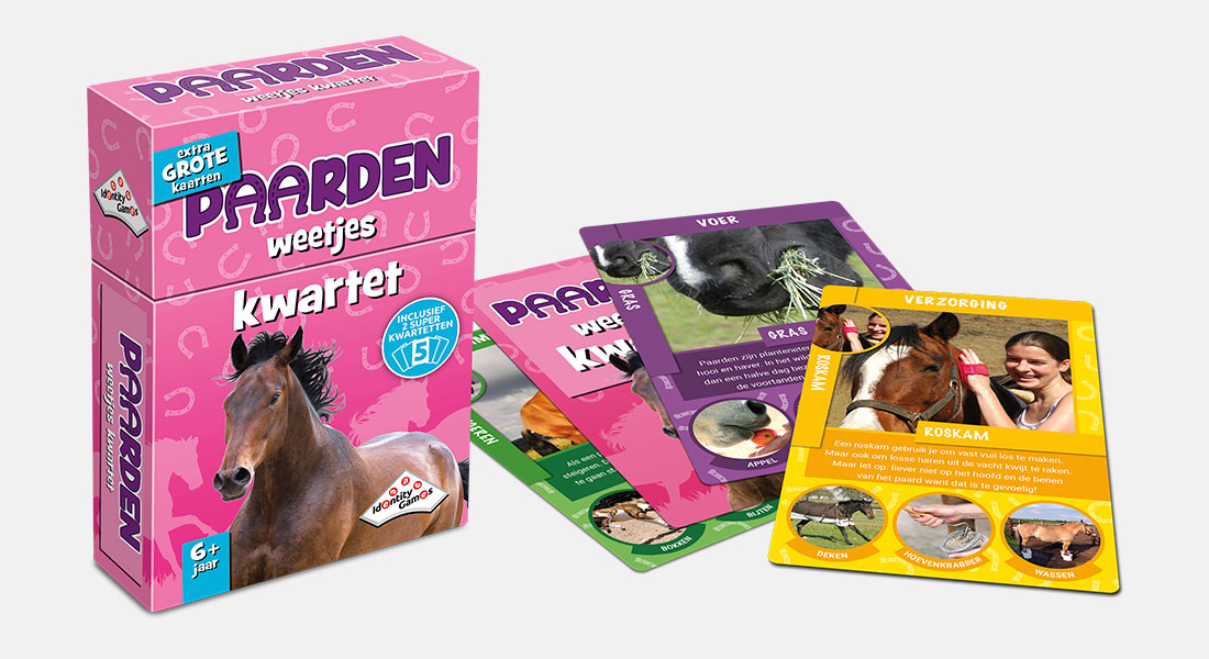 Paarden Weetjeskwartet met speelkaarten