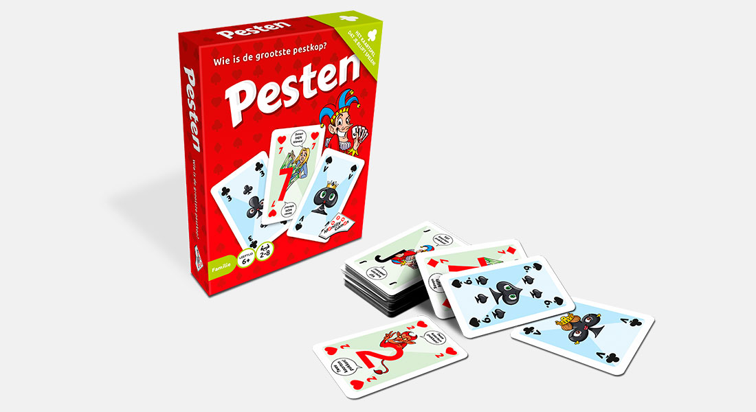 Pesten kaartspel met onderdelen