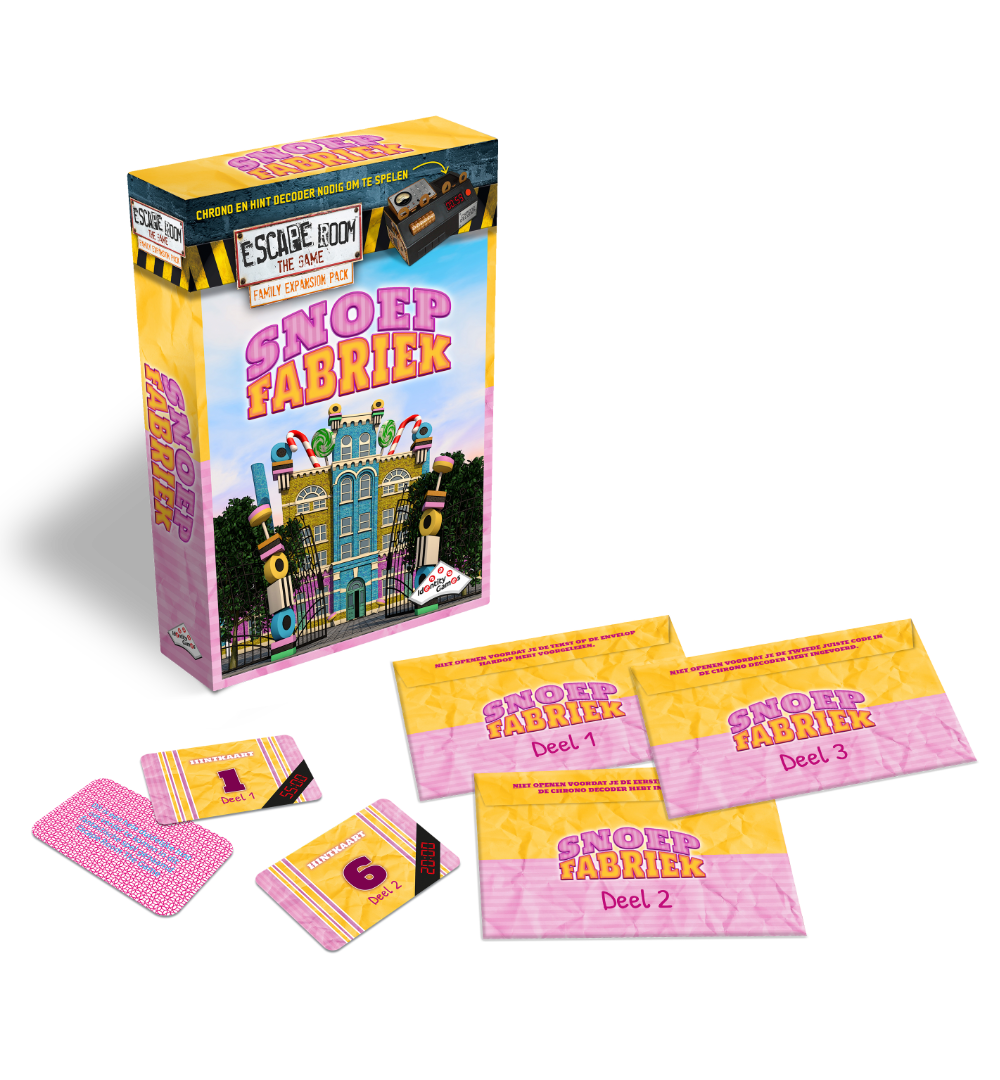 Escape Room The Game familie uitbreiding Snoepfabriek - spelinhoud